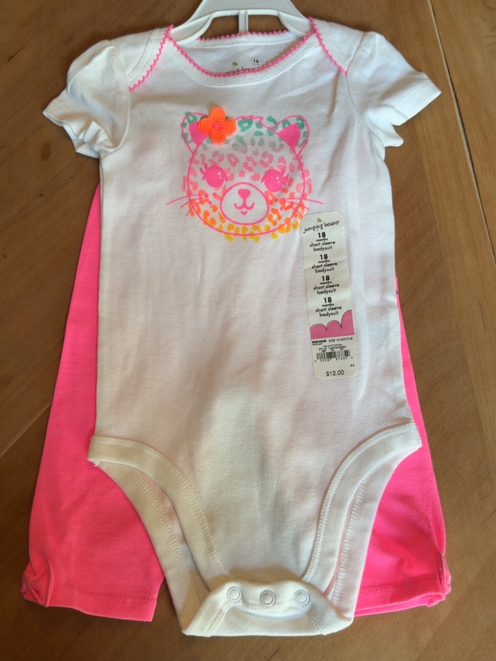 jumping beans White and Bright Pink Leopard Graphic Baby Two-Piece Set